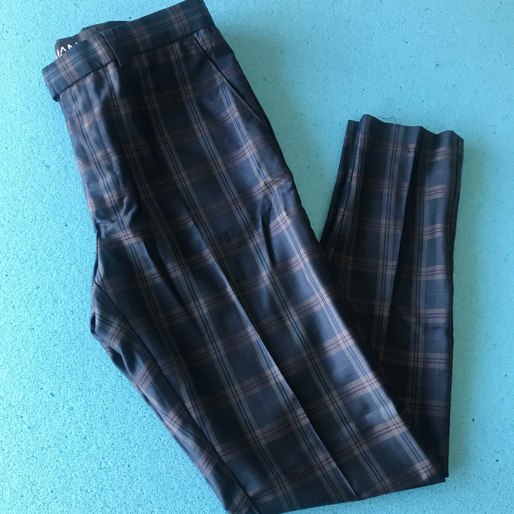 Plaid cropped dress pants